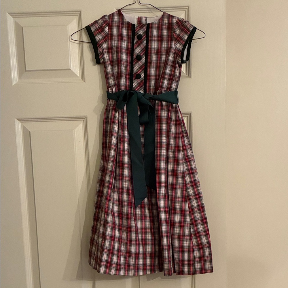 Bailey Boys Plaid Kids Christmas  Dress with Green Sash
